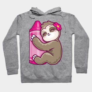 Pink Crayon Coloring Sloth Hoodie